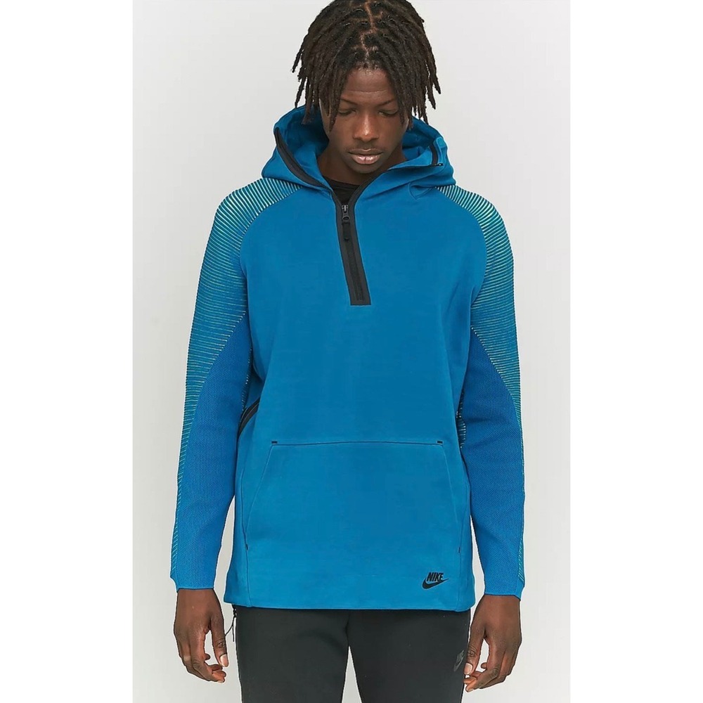Nike Tech Fleece Hoodie XL Blue Asymmetrical Zip Streetwear Gorpcore Techwear